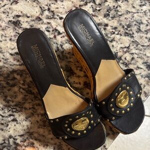 Michael Kors Black and Gold Mules
